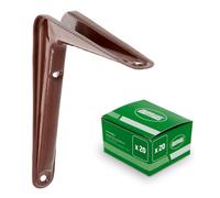 Amig - Set Supporti per Mensola da Parete - 20 Pezzi - Staffe in Acciaio - 200x150 mm - Colore Marrone - Resistenti fino a 35 Kg - Angolo per Ripiani - Supporto per Mensole - Installazione Facile