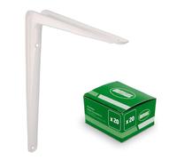 Amig - Set Supporti per Mensola da Parete - 20 Pezzi - Staffe in Acciaio - 250x200 mm - Colore Bianco - Resistenti fino a 35 Kg - Angolo per Ripiani - Supporto per Mensole - Installazione Facile