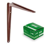 Amig - Set Supporti per Mensola da Parete - 20 Pezzi - Staffe in Acciaio - 250x200 mm - Colore Marrone - Resistenti fino a 35 Kg - Angolo per Ripiani - Supporto per Mensole - Installazione Facile