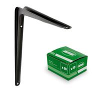 Amig - Set Supporti per Mensola da Parete - 20 Pezzi - Staffe in Acciaio - 250x200 mm - Colore Nero - Resistenti fino a 35 Kg - Angolo per Ripiani - Supporto per Mensole - Installazione Facile