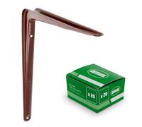 Amig - Set Supporti per Mensola da Parete - 20 Pezzi - Staffe in Acciaio - 350x300 mm - Colore Marrone - Resistenti fino a 35 Kg - Angolo per Ripiani - Supporto per Mensole - Installazione Facile