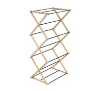 Amig - Stendibiancheria verticale pieghevole tipo torre Mod. Aeria ZenRack - Acciaio epossidico e bambù - Stendino a struttura verticale - 5m di spazio di stenditura - 54x36x106 cm - Colore nero/bambù