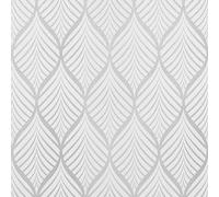 AMIGO Carta da Parati Autoadesiva Boho Argenteo e Bianco Staccabile e Facile Applicazione,per Soggiorno, Camera da Letto o Decorazioni Moderne 44.5x2000cm