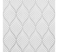 AMIGO Carta da Parati Autoadesiva Boho Argenteo e Bianco Staccabile e Facile Applicazione,per Soggiorno, Camera da Letto o Decorazioni Moderne 44.5x1000cm