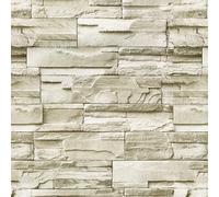 AMIGO Carta da Parati Marrone Giallastra con Motivi di Mattoni Vintage, resistente all'acqua e all'olio, Adatta per la Decorazione di Cucina,Caminetti e camere da letto 44.5x300cm