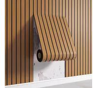 AMIGO Holzfurnier Akustikpaneele selbstklebend,1.2m²-1 Stück 300x40x0.5cm 3D Wandpaneele Holzoptik, Akustik paneele für Akustische Behandlung und Wanddekoration, Wohnzimmer, Büro, Eiche