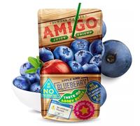 Amigo Juicy Friend - Succo di frutta, bevanda per l'asilo con cannuccia, bibite per bambini, senza aromi artificiali, dolcificanti, colori e conservanti (8 pezzi, mirtillo)