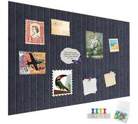 AMIGO Pannello grande in sughero, 80 x 60 cm, grande bacheca decorativa in feltro, spessore 1 cm, pieghevole, con nastro adesivo, in feltro, autoadesiva, colore: nero