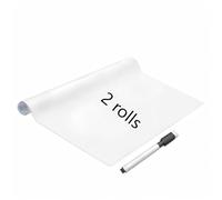 AMIGO Pellicola per Lavagna Bianca Cancellabile a secco,Rotoli di Lavagna Bianca autoadesiva, 44x200cm, due rotoli con pennarello per ufficio, aule scolastiche