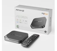 AMIKO A11 Green 4K UHD Android 11 TV Box, Dual Band WiFi, HDR10+, HLG, 2 GB RAM e flash da 16 GB, ricevitore TV, Bluetooth 4.0, My TV3, slot per schede SD, USB 2.0 e 3.0, HEVC, connettore a infrarossi