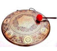 Amilav Collections 22" Deep Vibration Gong-Sound Therapy Gong-Handmade Gong-Flower of Life Gong Set