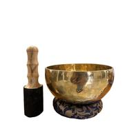 Amilav Collections Campana tibetana con 7 chakra, chakra della gola (Vishuddha), design con cuscino e mazzuolo, campana tibetana per meditazione