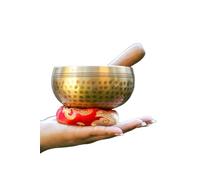 Amilav Collections Campane tibetane per meditazione, meditazione, campana tibetana buddista, realizzata a mano, suono olistico, 7 chakra curativi (8,9 cm, oro)
