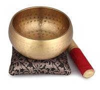 Amilav Collections Campane tibetane per meditazione, meditazione, campana tibetana buddista, realizzata a mano, suono olistico, 7 chakra curativi (12,7 cm, oro)