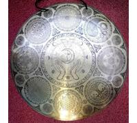 Amilav Collections Full Moon Powerful Gong 20" ॐ OM carving Meditation Yoga Chakra Hand Made Nepal