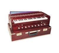 Amilav Collections Harmonium 9 Stopper (Portatile), Chudidaar 7 Soffietto, 42 Chiavi, Due Reed (Bass-Maschio), 3 1/2 Ottava, Accoppiatore, Armonio Con Coperchio (colore mogano)