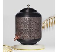 Amilav Collections Matka, contenitore per acqua in rame, con rubinetto in acciaio inox, 11 litri, benefici ayurvedici per la salute, yoga, nero anticato lucido