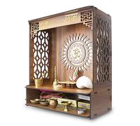 Amilav Collections PAVITR Bellissimo Pooja Mandir in legno per la casa tempio per la casa e l'ufficio Pooja Stand moderno Puja Mandir per la parete di casa con faretti a LED dimensioni (18, L - 16, W