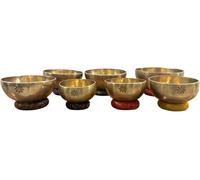 Amilav Collections Set di 7 campane tibetane per i 7 chakra, set di 7 campane tibetane, ciotole curative da A a sol, ciotola per mediazione (12,7-25,4 cm)