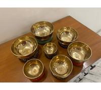 Amilav Collections Set di 7 campane tibetane per i 7 chakra, set di 7 campane tibetane, ciotole curative da A a sol, ciotola per mediazione (12,7-25,4 cm)