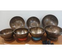 Amilav Collections Set di 7 campane tibetane per i 7 chakra, set di 7 campane tibetane, ciotole curative da A a sol, ciotola per mediazione (12,7-25,4 cm)