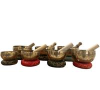 Amilav Collections Set di campane tibetane da 10,2-20,3 cm, per meditazione, 7 campane tibetane chakra, intaglio Om di loto per mediazione