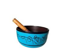 Amilav Collections Set di campane tibetane in metallo dipinto a mano, grande strumento musicale da 17,8 cm con mazzuolo in legno, per meditazione, yoga e guarigione, Om Mani Padme Hum Peace