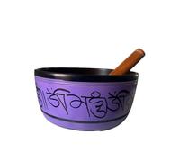 Amilav Collections Set di campane tibetane in metallo dipinto a mano, grande strumento musicale da 17,8 cm con mazzuolo in legno, per meditazione, yoga e guarigione, Om Mani Padme Hum Peace