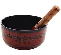 Amilav Collections Set di campane tibetane in metallo dipinto a mano, grande strumento musicale da 17,8 cm con mazzuolo in legno, per meditazione, yoga e guarigione, Om Mani Padme Hum Peace