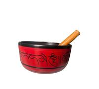 Amilav Collections Set di campane tibetane in metallo dipinto a mano, grande strumento musicale da 20,3 cm con mazzuolo in legno, per meditazione, yoga e guarigione, Om Mani Padme Hum Peace