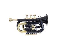 Amilav Collections Tromba tascabile in Sib, strumento musicale in ottone a passo basso, in nero, adatto per principianti con custodia rigida imbottita