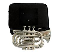 Amilav Collections Tromba tascabile, mini strumento piatto in ottone B/BB per musicisti, compatta e portatile, per viaggi e pratica