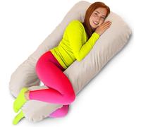 Amilian Cuscino da allattamento XXL - Nursing Pillow - Cuscino per dormire sul fianco con rivestimento, per gravidanza, sonno e allattamento, rivestimento lavabile - sogno cremoso