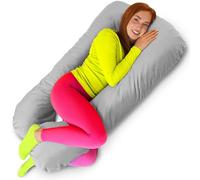 Amilian Cuscino da allattamento XXL - Nursing Pillow - Cuscino per dormire sul fianco con rivestimento, per gravidanza, sonno e allattamento, rivestimento lavabile - Eleganza argentata