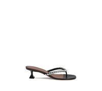 Amina Muaddi Black Calf Leather Bos Taurus Flip-Flop Sandals - EU37/US7