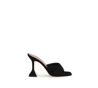 Amina Muaddi Black Calf Leather Bos Taurus Stiletto Heel Sandals - EU36.5/US6.5