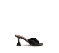 Amina Muaddi Black Calf Leather Bos Taurus Stiletto Heel Sandals - EU37/US7