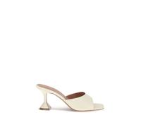 Amina Muaddi Cream Calf Leather Bos Taurus Flat Sandals - EU36/US6