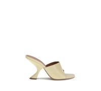 Amina Muaddi Cream Calf Leather Bos Taurus Stiletto Heel Sandals - EU39.5/US9.5
