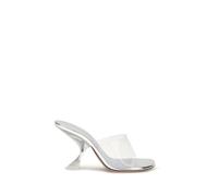 Amina Muaddi Silver Calf Leather Bos Taurus Stiletto Heel Sandals - EU36/US6