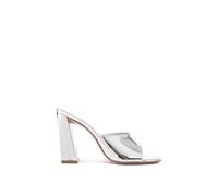 Amina Muaddi Silver Calfskin Mules - EU38/US8