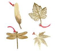 Amindz Segnalibro in metallo, Segnalibro Foglia Classico/Segnalibro piuma/segnalibro libellulaper Lettori di Regali, Amanti Dei Libri, Donne, Bambini e Scrittori（4pcs）
