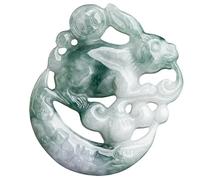AMINKINA Serenity and Grace - Collana con ciondolo a forma di luna di coniglio in giada naturale - Gioiello splendidamente realizzato regalo per chi cerca pace e tranquillità, Giada, Giada