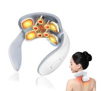 Amiriva Neck Massager, Amiriva Wireless Neck Back Massager with Promote Blood Circulation, Portable Heated Electric Neck & Back Massagers with 6 Vibration Modes & 15 Intensity Levels (White)