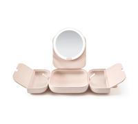 AMIRO M2 LumoCube Specchio da Borsa Portatile a LED con 5 Livelli di Luminosità, Organizer per Custodia per Trucco con Specchio - Rosa