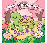 Amis gourmands: Un livre à colorier réconfortant pour adultes, mettant en vedette d’adorables animaux en forme de nourriture, parfait pour favoriser la détente.