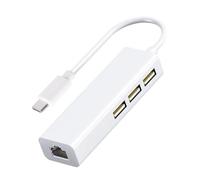 AMISENK Adattatore di rete USB C/a con connettore Ethernet RJ45 a 3 porte per driver meno operativo C/a adattatore con Gigabit Ethernet