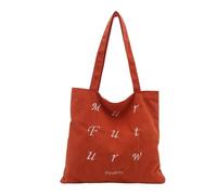 AMISENK Borsa a tracolla con lettere ricamate in velluto a coste per le donne Borsa a tracolla casual di grande capacità per scuola e viaggio borsa a tracolla, B, One Size