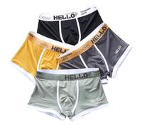AMISENK Boxer da uomo Slip Nessuno Ride-up Traspirante Confortevole Sport Biancheria Intima Tronco Cotone Ice Silk Biancheria Intima Breve Cotone, B, Taglia unica