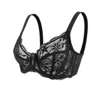AMISENK Bralette push-up da donna con ferretto con delicato pizzo floreale trasparente tessuto di nylon cinghie regolabili reggiseno sfoderato alla moda bralette in pizzo puro alla moda, Nero , 42 95D